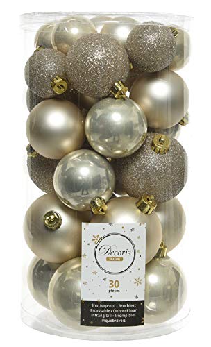 ETC 30er Set Kugelmix PVC mit Weihnachtskugeln Baumschmuck bruchfester Christbaumschmuck (Perle) von ETC