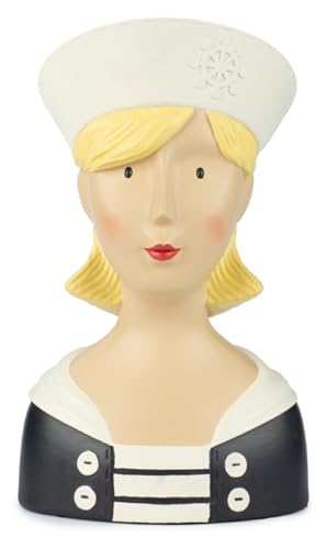 ETC Baden Import Ladykopf Dekokopf Dekobüste Dame als Matrosin mit weißem Matrosenhut von ETC