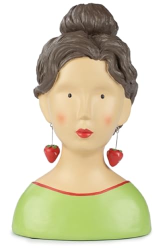 ETC Baden Import Ladykopf Dekokopf Dekobüste Dame mit Dutt und Erdbeerohrringen von ETC