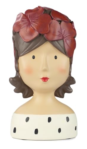 ETC Baden Import Ladykopf Dekokopf Dekobüste Dame mit gepunktetem Outfit und interessantem Blütenhut von ETC