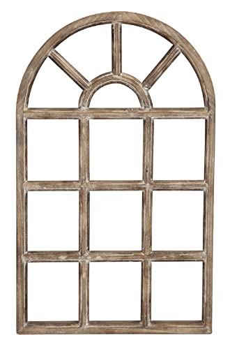 ETC Nostalgie Holz Deko Fenster braun gewischt halbrund 36 x 2 x 58 cm von ETC