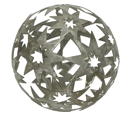 ETC dekorative Stern-Kugel Deko-Kugel Garten-Kugel Metall grau 18,5 cm von ETC
