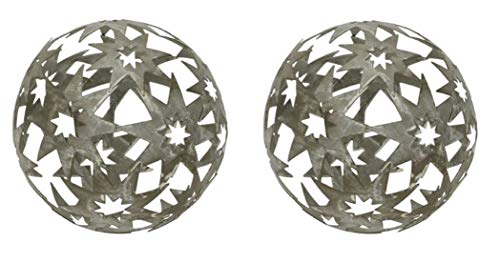 ETC dekorative Stern-Kugel Deko-Kugel Garten-Kugel Metall hellgrau 14 cm Preis für 2 Stück von ETC