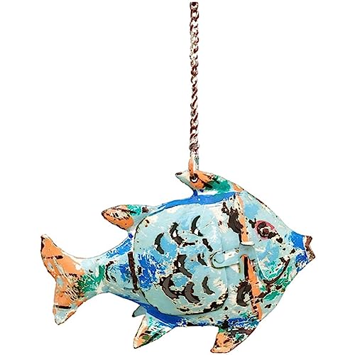 ETC dekorative ausgefallene Metallfigur Dekofigur Fisch zum Stellen und hängen in 3 möglichen Größen und 2 Farben (blau klein) von ETC