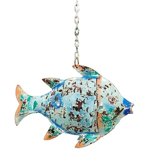 ETC dekorative ausgefallene Metallfigur Dekofigur Fisch zum Stellen und hängen in 3 möglichen Größen und 2 Farben (blau mittel) von ETC