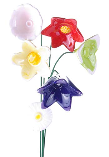 ETC dekorative fröhlich Bunte Mini-Blütenpicks Mini Blumen-Stecker Verschiedene Blüten in 6 Farben Sortiert (6) von ETC
