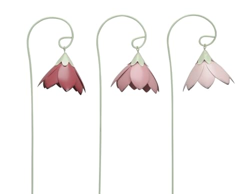 ETC dekorative fröhlich Bunte Mini-Blütenpicks Mini Blumen-Stecker als Glockenblume ca. 8 x 6,5 cm Mengeneinheiten (3, Hellrosa rosa Beere) von ETC