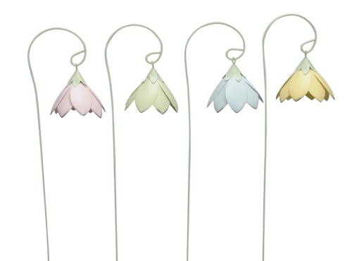 ETC dekorative fröhlich Bunte Mini-Blütenpicks Mini Blumen-Stecker als Glockenblume ca. 8 x 6,5 cm Mengeneinheiten (4, rosa grün blau gelb) von ETC