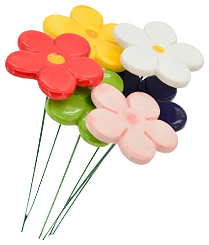 ETC dekorative fröhlich Bunte Mini-Blütenpicks Mini Blumen-Stecker in 6 Farben Sortiert (12) von ETC