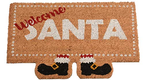 ETC dekorative weihnachtliche Kokos Fussmatte mit Nikolausschuhen HoHoHo oder Welcome Santa mit PVC-Antirutsch-Rücken von ETC