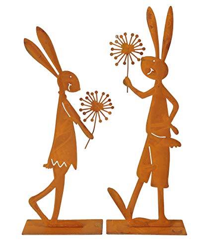 ETC dekorative witzige Deko-Figur Silhouette Hasen mit Pusteblümchen Metall edelrost Preis für 2 Stück ETC dekorative witzige Deko-Figur Silhouette Hasen mit Pusteblümchen Metall edelrost Preis für 2 Stück von ETC