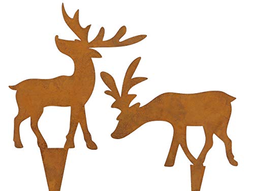 dekorativer Kleiner herbstlicher Deko-Stecker Garten-Stecker Pick Hirsch Metall edelrost (4) von ETC