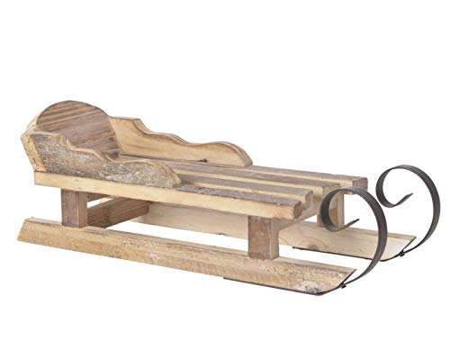 ETC dekorativer ausgefallener Deko-Schlitten Santaschlitten aus gebranntem Holz in 2 möglichen Größen (mittel 15,5 x 14,5 x 42 cm lang) von ETC
