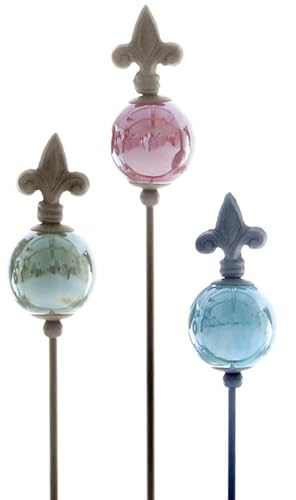 ETC dekorativer ausgefallener Gartenstecker Motiv Lilie Metall mit farbigen Kugeln in weinrot grün Aqua im 3-er Set ETC dekorativer ausgefallener Gartenstecker Motiv Lilie Metall mit farbigen Kugeln in weinrot grün Aqua im 3-er Set von ETC