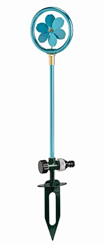 ETC dekorativer ausgefallener Wassersprüher Rasensprenger in Blütenform aus Metall herkömmliche Gartenschläuche (türkis metallic) von ETC