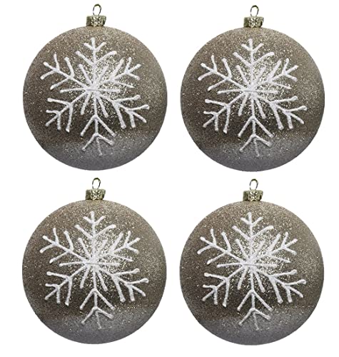 ETC dekorativer bruchfester Kugelmix aus PVC Weihnachtskugeln Baumschmuck Christbaumschmuck je im 4-er Set in 8 cm oder 10 cm Kugeldurchmesser (4 x 8 cm Taupe) von ETC