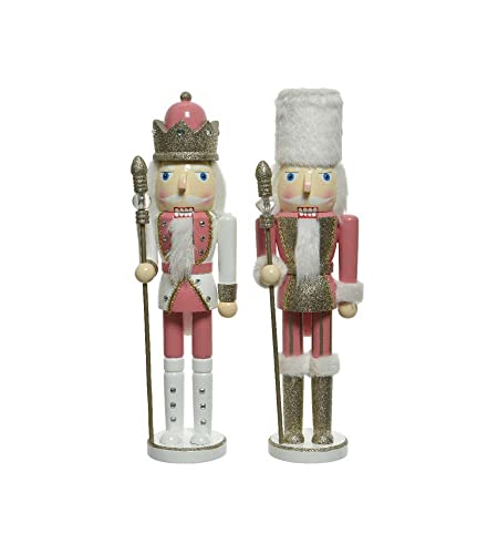 aemingk Nussknacker Figur Holz 25cm x 1 Stück sortiert mit Pelzmütze Krone Soldat Husar Prinz rosa von Kaemingk