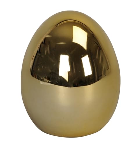 ETC dekoratives frühlingshaftes Deko-Ei Oster-Ei Keramik Gold glänzend ca. 9 x 11 cm hoch (1) von ETC