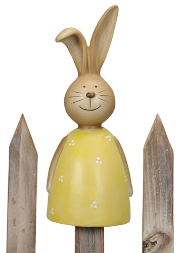 ETC fröhlich bunter Zaunhocker Hase als Hasenjunge oder Hasenmädchen mit lustigem Knickohr grün gelb pink oder rosa (gelb) von ETC