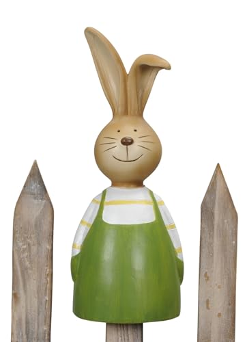 ETC fröhlich bunter Zaunhocker Hase als Hasenjunge oder Hasenmädchen mit lustigem Knickohr grün gelb pink oder rosa (grün) von ETC