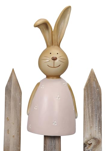 ETC fröhlich bunter Zaunhocker Hase als Hasenjunge oder Hasenmädchen mit lustigem Knickohr grün gelb pink oder rosa (rosa) von ETC
