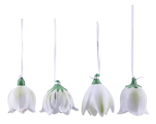 ETC frühlingshafte dekorative Blütenanhänger Glocken-Blumenanhänger Porzellan weiß-hellgrün Preis für 4 Stück von ETC
