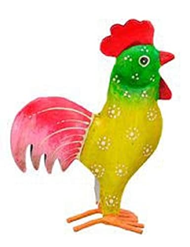ETC frühlingshafter bunter Kleiner Mini Deko-Hahn Garten-Hahn Metall bemalt einzeln je Farbe oder als 3-er Set farblich Sortiert (Gelb) von ETC