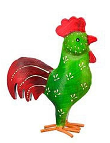 ETC frühlingshafter bunter Kleiner Mini Deko-Hahn Garten-Hahn Metall bemalt einzeln je Farbe oder als 3-er Set farblich Sortiert (Grün) von ETC