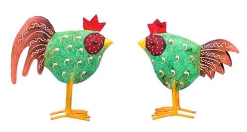 frühlingshaftes kleines buntes Deko-Huhn und Deko-Hahn Metall bemalt im 2er Set grün frühlingshaftes kleines buntes Deko-Huhn und Deko-Hahn Metall bemalt im 2er Set grün von ETC