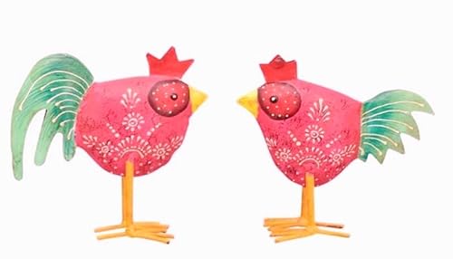 ETC frühlingshaftes kleines buntes Deko-Huhn und Deko-Hahn Metall bemalt im 2er Set rosa ETC frühlingshaftes kleines buntes Deko-Huhn und Deko-Hahn Metall bemalt im 2er Set rosa von ETC