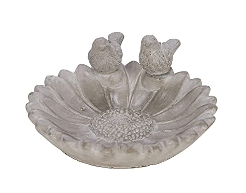 ETC originelle dekorative runde Vogeltränke Vogelbad oder Pflanzschale in Blütenform mit 2 Vögelchen (klein ca. 20,5 cm Durcmesser) von ETC