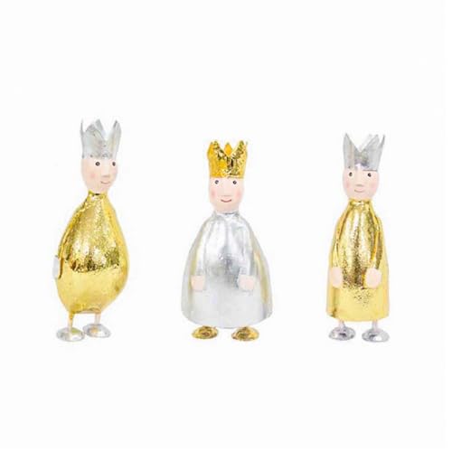 ETC putzige kleine Dekofigur König zu Stellen mit silberner oder Goldener Krone Metall handbemalt (Gold Dick mit silberner Krone) von ETC
