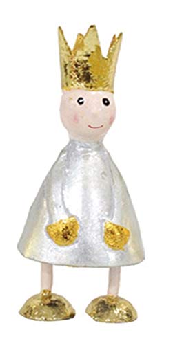 ETC putzige kleine Dekofigur König zu Stellen mit silberner oder Goldener Krone Metall handbemalt (Silber mit Goldener Krone (D)) von ETC