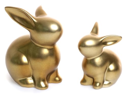 ETC putziger frühlingshafter Osterhase als Ostermoppel in sattem Gold Matte Oberfläche 2 Verschiedene Größen im 2-er Set ETC putziger frühlingshafter Osterhase als Ostermoppel in sattem Gold Matte Oberfläche 2 Verschiedene Größen im 2-er Set von ETC