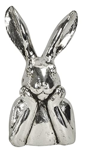 ETC putziger origineller Osterhase als Büste Silber antik glänzend antike Optik in 2 möglichen Ausführungen (Silber antik beidseitig) von ETC