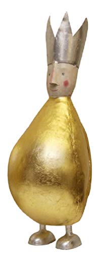 ETC stimmungsvolle große Dekofigur König zu Stellen mit silberner oder Goldener Krone aus Metall hergestellt in Handarbeit (Gold dick mit silberner Krone) von ETC