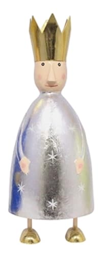 ETC stimmungsvolle große Dekofigur König zum Stellen in Azur Silber Creme mit Goldener Krone aus Metall (Silber) von ETC