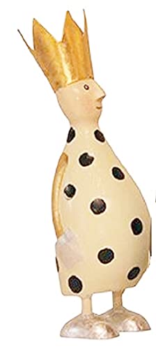 stimmungsvolle kleine Dekofigur König zum Stellen in Creme-schwarz mit Goldener Krone aus Metall (Creme mit Punkten) von ETC