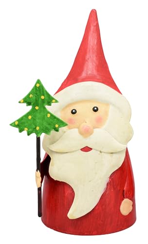 ETC winterlicher weihnachtlicher Zaunhocker Nikolaus Santa Metall bemalt Verschiedene Motive zur Auswahl (rot mit Tanne) von ETC