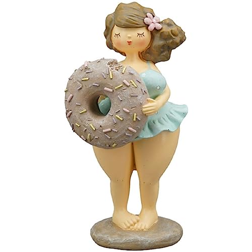 ETC witzige sommerliche Dekofigur Badenixe mit Wilder Frisur und Muffin oder Donut oder Eistüte (Blau) von ETC