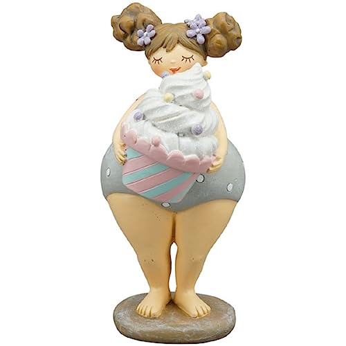 ETC witzige sommerliche Dekofigur Badenixe mit Wilder Frisur und Muffin oder Donut oder Eistüte (Grau) von ETC