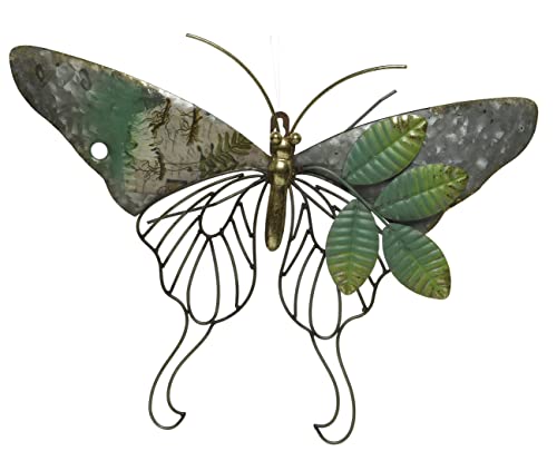 dekorative Wanddeko Wandobjekt aus Metall Schmetterling oder Libelle in dezentem grün-silber-braun (grün bunt Schmetterling) von ETC