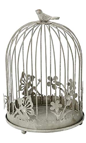 dekorative nostalgische Garten-Krone Pflanz-Krone Metallteller mit Haube Motiv Elfe und Blümchen Metall Shabby grau Verschiedene Größen (klein ca. 16 x 25 cm hoch) von ETC