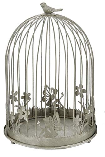 dekorative nostalgische Garten-Krone Pflanz-Krone Metallteller mit Haube Motiv Elfe und Blümchen Metall Shabby grau Verschiedene Größen (mittel ca. 20 x 30 cm hoch) von ETC