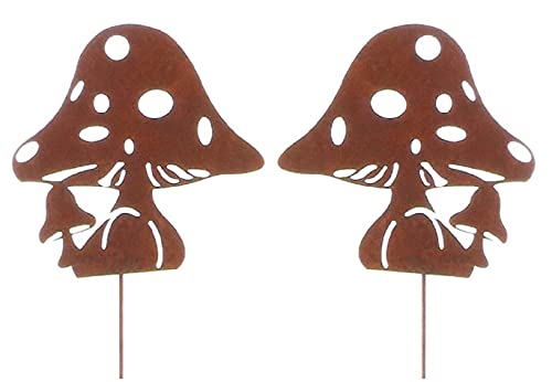 dekorativer Gartenstecker Motiv Pilz aus Metall Edelrost Preis für 2 Stück von ETC