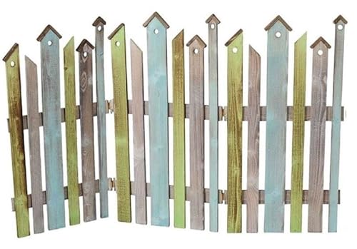 dekorativer farbiger Dekozaun Holz-Zaun Jäger-Zaun 3 Elemente zum klappen - ca. 120 cm lang x 75 cm hoch von ETC