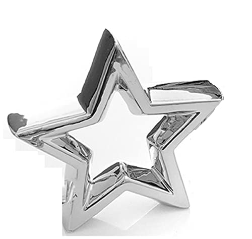 ETC stimmungsvoller Deko-Stern Keramikstern dreidimensional Silber glänzend innen offen in verschiedenen Größen (Silber klein) von ETC