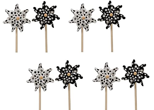 dekoratives Windrad Windmühle auf Stab PVC schwarz-weiß mit Punkten in verschiedenen Größen (mittel, 8) von ETC