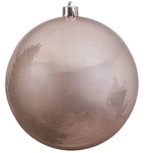 große dekorative winterliche bruchfeste Weihnachtskugel Dekokugel Kunststoff glänzend federleicht für innen und außen Durchmessernh (puderrosa glänzend, 14 cm) von ETC