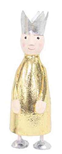 putzige kleine Dekofigur König zu Stellen mit silberner oder Goldener Krone Metall handbemalt (Gold dünn mit silberner Krone) von ETC